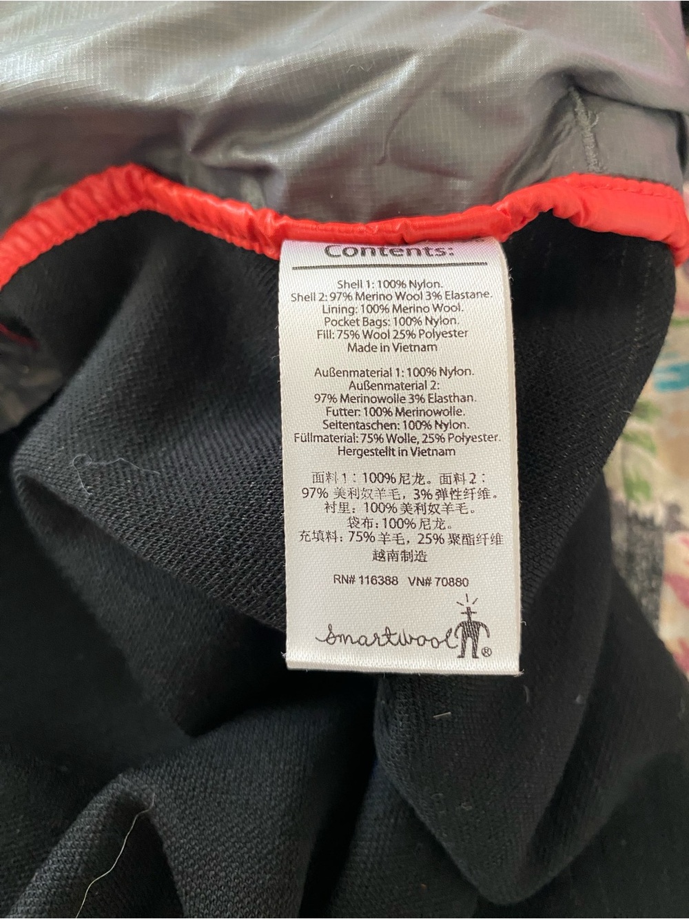 Smartwool Men's Gray and Black Performance Hybrid Jacket with Red Accent - Picture 6 of 6